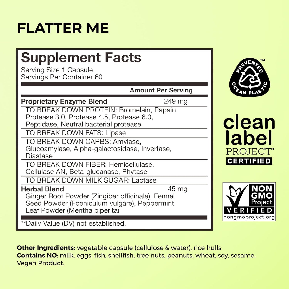 HUM Flatter Me Digestive Enzymes, Digestion & Bloating Support, 60 Count