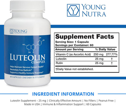 Mirica YoungNutra Luteolin Complex - Supports a Healthy Immune Response and Helps Maintain Nervous System Health* - 60 Capsules