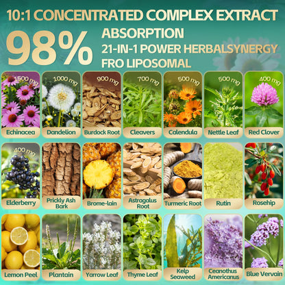 21-in-1 Liposomal Lymphatic Drainage Supplements, 100 Day Supply, 6000mg Lymph System Support for Women & Men with Echinacea, Dandelion, Burdock, Bromelain, Calendula, Turmeric & More, 300 Softgels RiseLuxun buy supplements Au