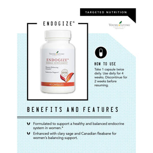 Young Living - EndoGize 60 Capsules | Hormonal Health & Endocrine System Support with Essential Oils | Daily Herbal Supplement for Women's Wellness & Balancing Formula Young LivingBuy Supplements Australia