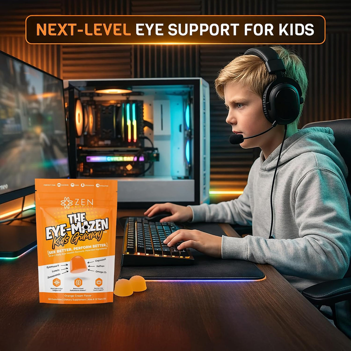 The Eye-Mazen Kids Gummy Eye Vitamins for Vision and Eye Health - Lutein and Zeaxanthin Supplements for Eyes with Omega 3 & Vitamin A - Eye Supplements for Kids