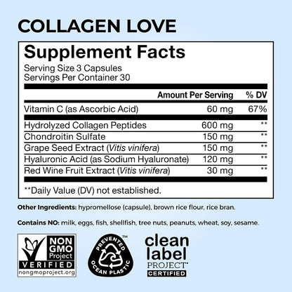 HUM Collagen Love Collagen Peptides Capsules, Firm Skin Support, 90 Count