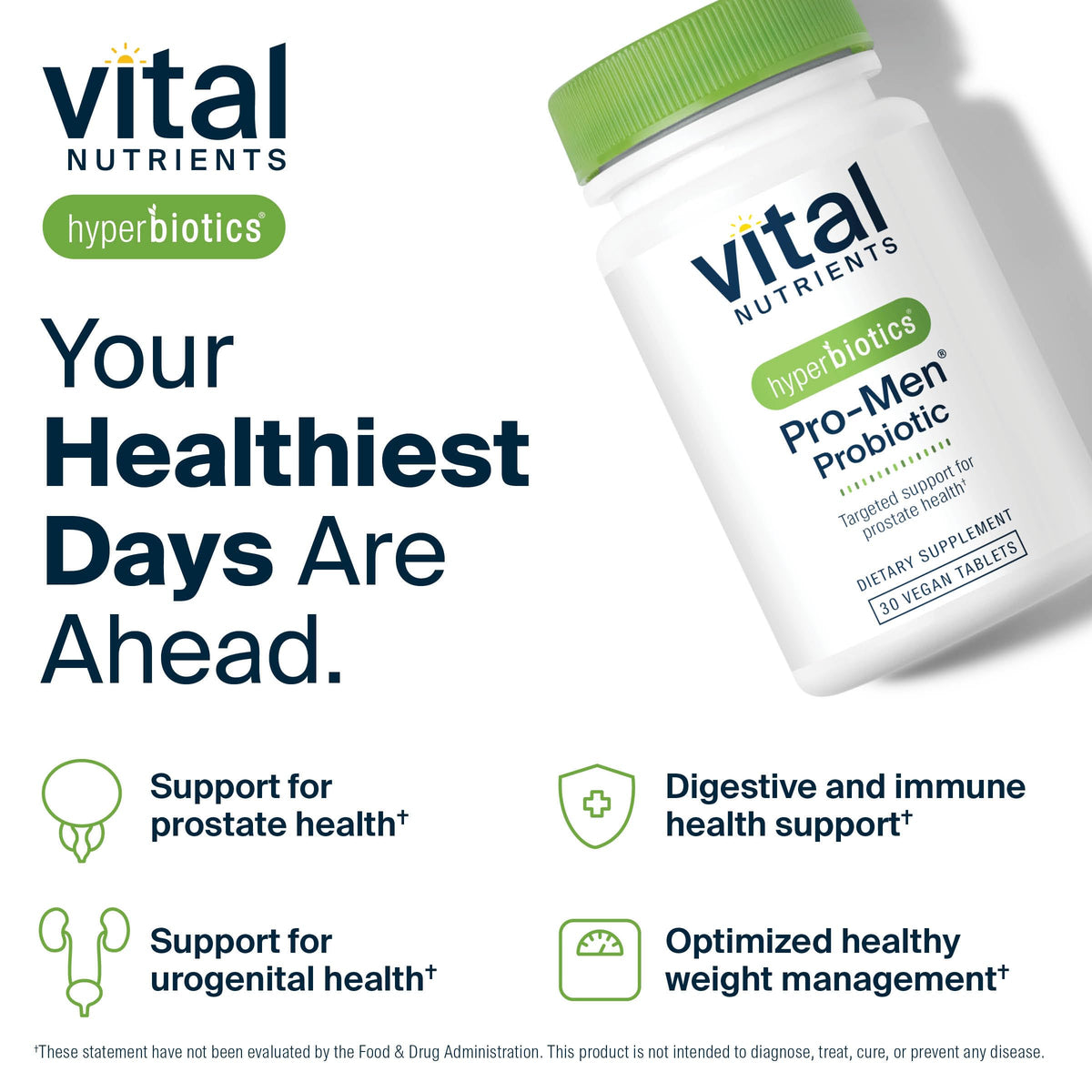 Hyperbiotics Vital Nutrients Pro Men Probiotics | Vegan Advanced Probiotics for Men | Clinically Studied for Prostate Health, Digestive Balance and Gut Health | Gluten, Dairy, Soy Free | 60 Tablets