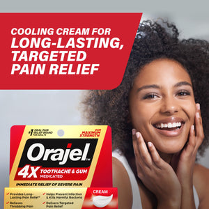Suplement ​Orajel 4X for Toothache & Gum Pain: Severe Cream Tube 0.33oz- From Oral Pain Relief Brand - VelvetGlow USA