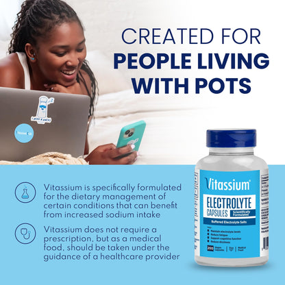 Vitassium Electrolytes Salt Pills for POTS Scientifically Formulated 100ct