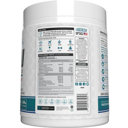 EHP Labs Hydreau Electrolytes Powder No Sugar - Hydration Powder for Endurance & Energy - Electrolyte Powder for Men & Women - Sugar Free Electrolytes - Kiwi Strawberry (40 Serves)