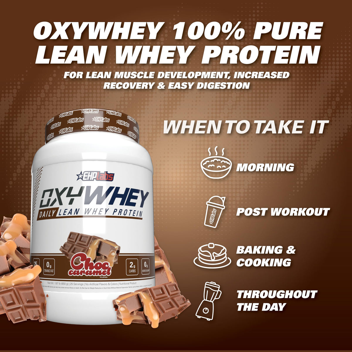 EHP Labs OxyWhey Whey Protein Isolate – 25g High Protein, Low Carb, Sugar Free Meal Replacement – Lean Whey Powder for Muscle Recovery – Non-GMO, Gluten Free – 25 Serves – Vanilla Ice Cream
