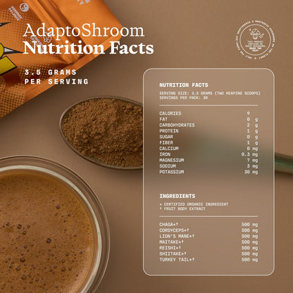 Ultra Life Sport - MushBoom Organic Mushroom Coffee Alternative Drink - 30 Servings 7 Mushroom Cacao Blend - Cordyceps, Lion’s Mane, Chaga, Maitake, Shiitake, Reishi & Turkey Tail - Caffeine Free