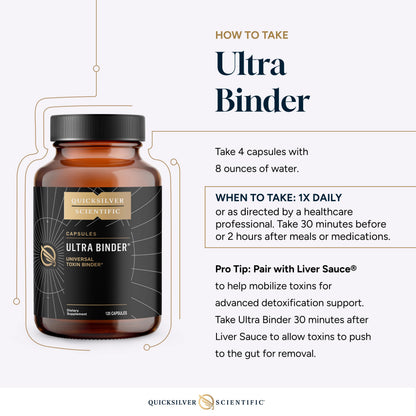 Quicksilver Scientific Ultra Binder - Multi Toxin Binder with Bentonite Clay Powder, Zeolite Detox & Charcoal - Supplement for Gut Support