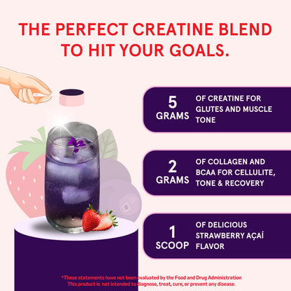 Peach Perfect Creatine for Women – Micronized Creatine Monohydrate Powder with BCAA & Collagen for Glute Strength Support, Boosts Energy, Focus, Strength, and Endurance – Pink Lemonade, 30 Servings