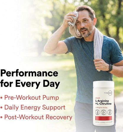 Type Zero L-Arginine + L-Citrulline Supplement (1500mg) 180 Capsules | Nitric Oxide Booster, Clean, Keto-Friendly, GMO-Free, 90 Servings