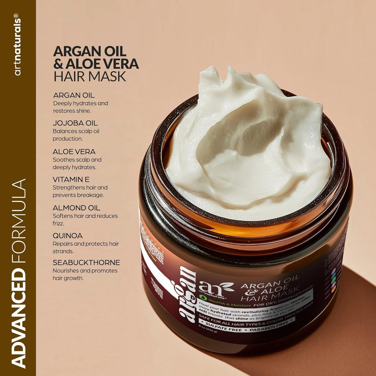 ArtNaturals Deep Repair Hair Mask with Silk Bonnet, 8 oz