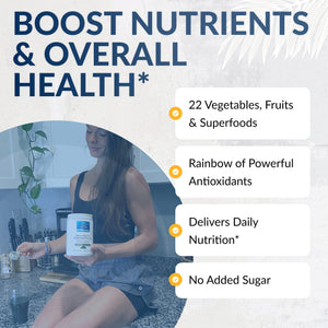 Equilife Daily Fruit & Vegetable Blend, Superfood Antioxidant Supplement, Crisp Apple Flavor with Vitamin C, Fiber, and 9 Essential Amino Acids, Supports Energy, Low Sugar, Vegan, 30 Servings Tub Equilife buy supplements Au