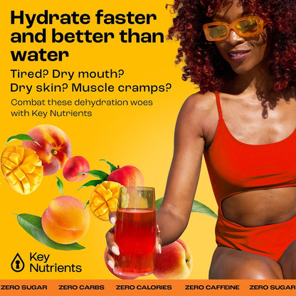 KEY NUTRIENTS Hydration & Energy Electrolyte Bundle – Electrolyte Tablets & Tropical Peach Mango Multivitamin Powder, Sugar-Free