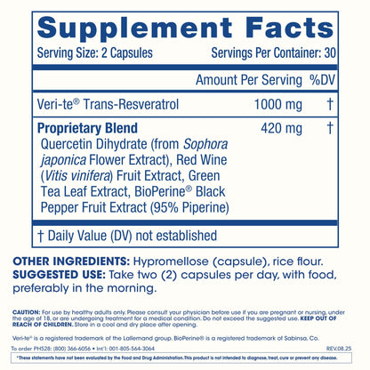 ProHealth Trans Resveratrol Plus 1000mg. Worlds Most Researched Trans-Res Supplement. Doctor Formulated with Quercetin & BioEnhancers for Max Potency. Lab Tested 98% Pure. 30 Servings (3 Pack)