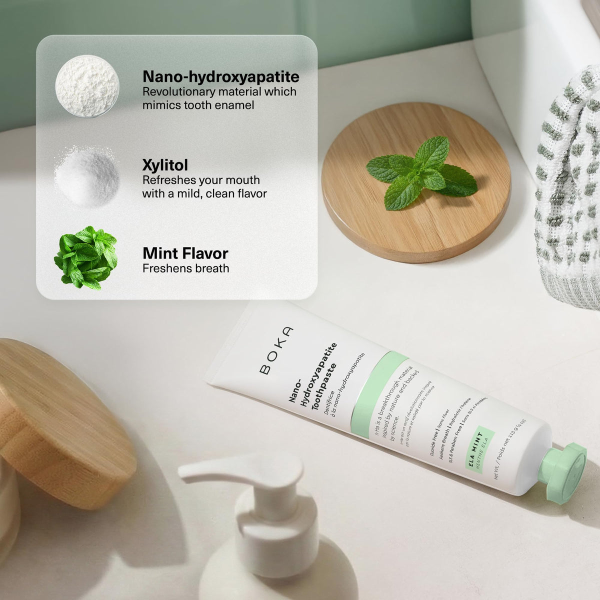 Suplement ​Boka Fluoride Free Toothpaste, Nano Hydroxyapatite Toothpaste, Appropriate for Sensitive Teeth - for Adult Oral Care - VelvetGlow USA