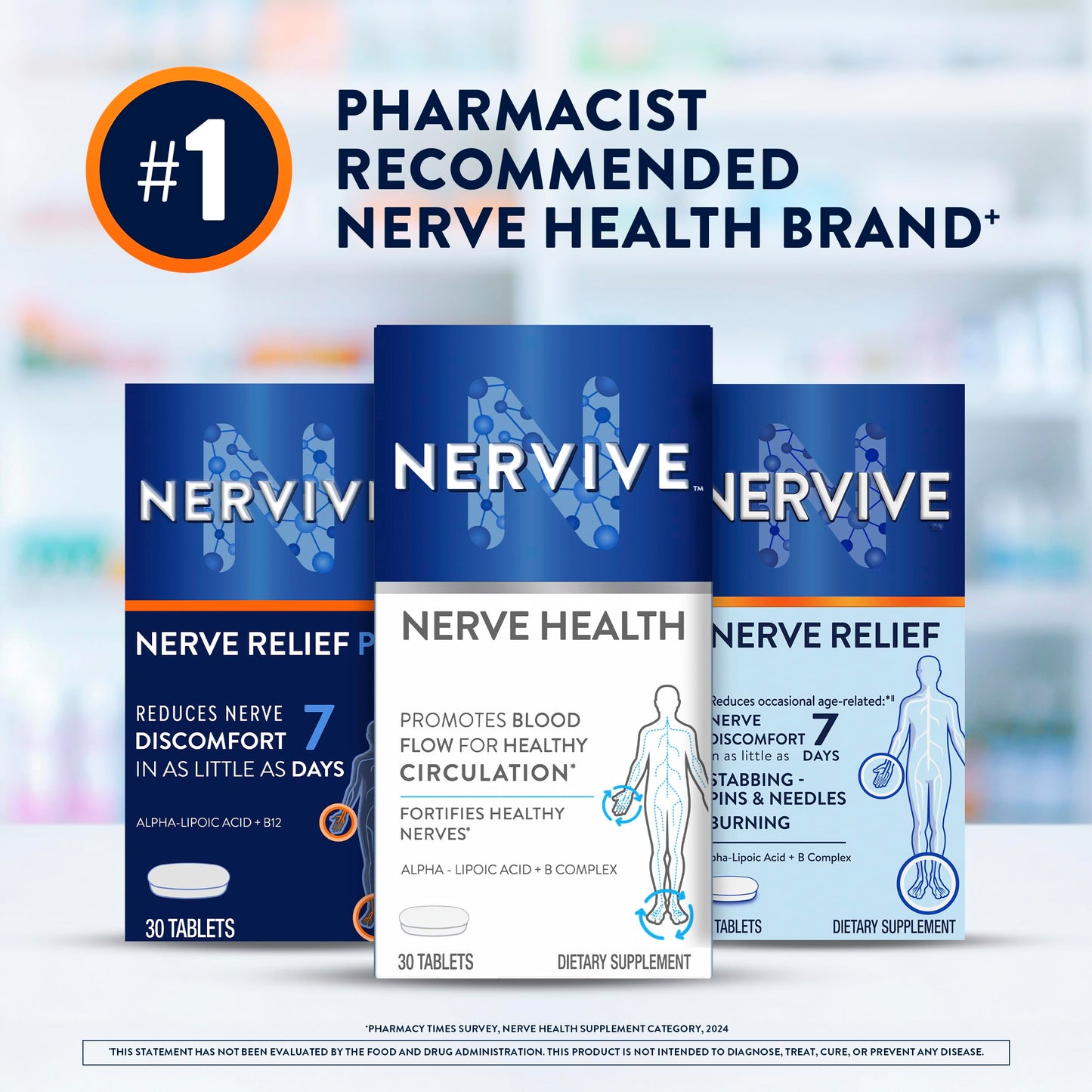 Nervive Nerve Health, Alpha Lipoic Acid, Fortify Nerve Health, Healthy Nerve Function, Healthy Blood Circulation, Supplement, Tablet, 60 Tablets NerviveBuy Supplements Australia