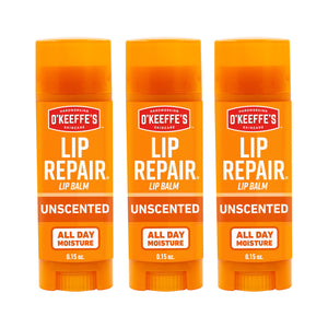 O'Keeffe's Lip Repair Unscented Lip Balm for Dry, Cracked Lips - Stick (3 Pack) - Moisturizer for Very Dry Lips O'Keeffe'sBuy Supplements Australia