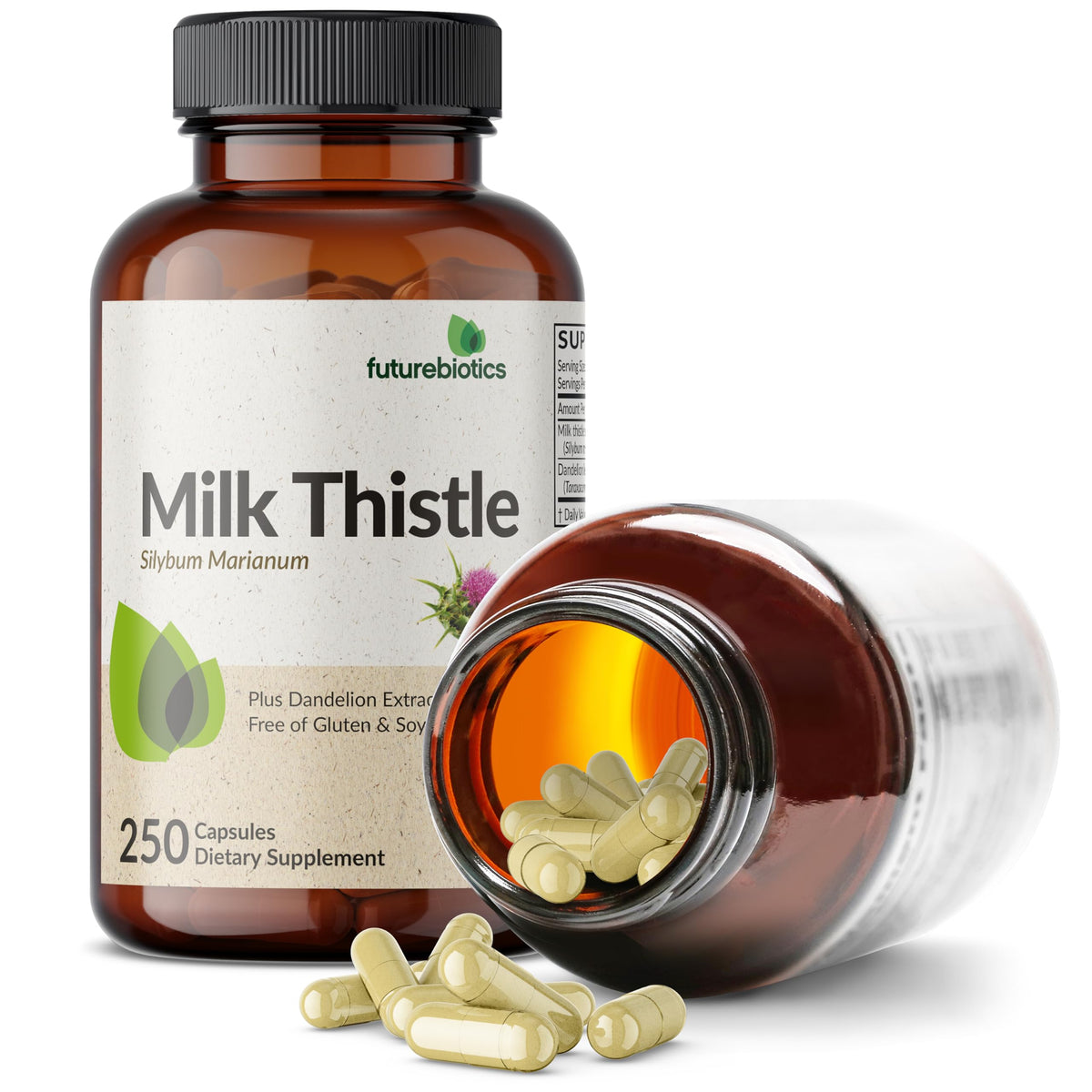 Futurebiotics Milk Thistle Silymarin Marianum & Dandelion Extract Liver Health Support, Antioxidant Support, Detox, 300 Capsules