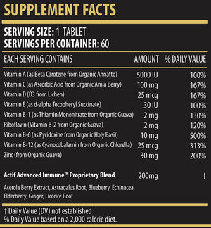 Actif Advanced Immune Support with 10+ Factors for Immunity Booster - 100% Natural, Non-GMO, 60 count ACTIF buy supplements Au