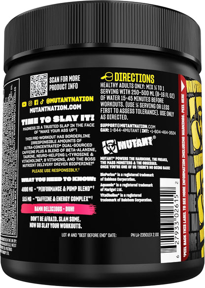 MUTANT Madness, Ultra-Concentrated Pre-Workout, Fruit Punch, 9.52 oz