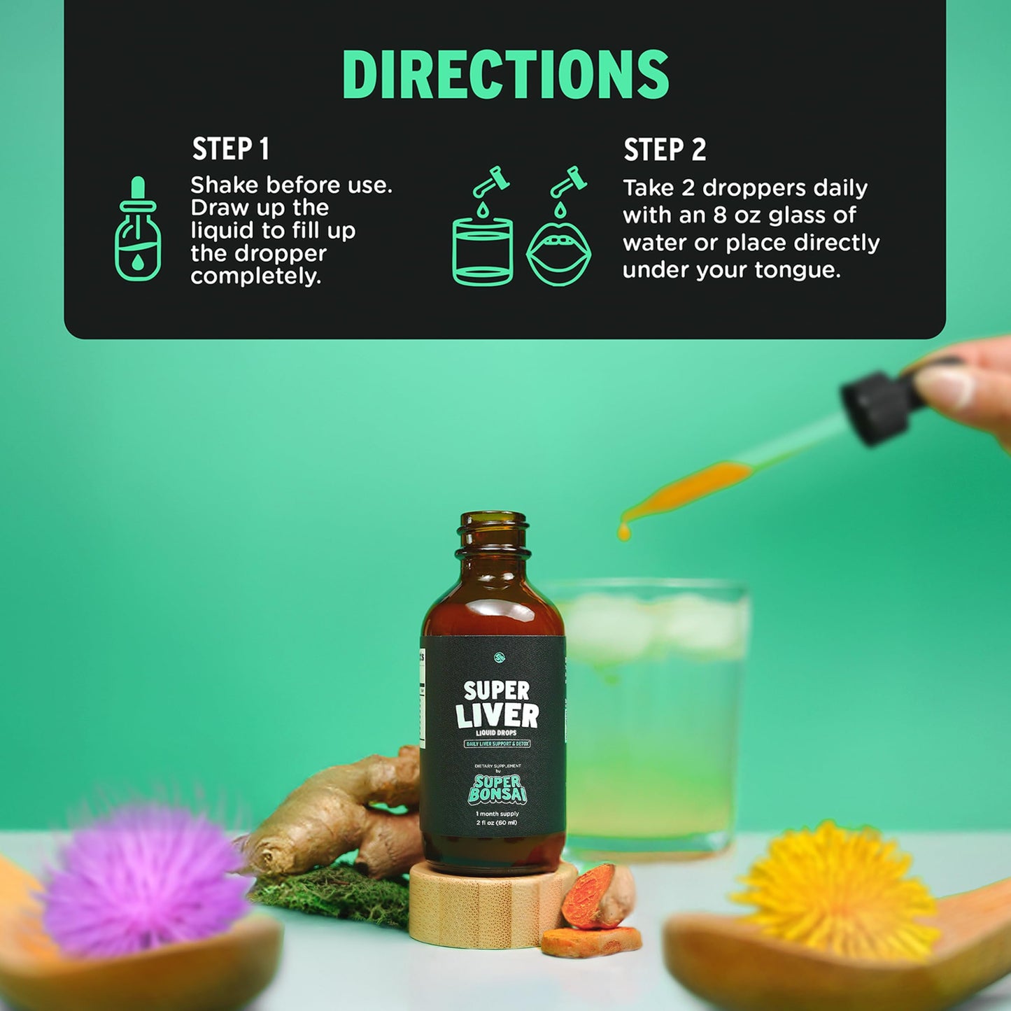 SuperBonsai Milk Thistle Herbal Liquid Supplement - Doctor-Formulated Botanical Blend with Milk Thistle and Dandelion Root - Vegan Non