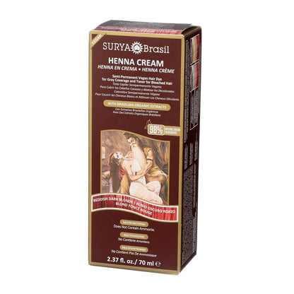 Surya Brasil - Reddish Dark Blonde Semi Permanent Henna Cream for Gray Hair Coverage and Deep Conditioning, 2.37 oz / 70 ml