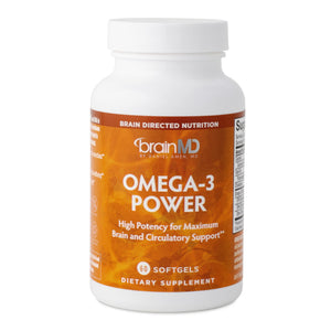 Suplement ​BRAINMD Dr Amen Omega-3 Power - 60 Capsules - Joint & Immune Support Supplement - Contains DHA & EPA - Gluten Free - 30 Servings - VelvetGlow USA