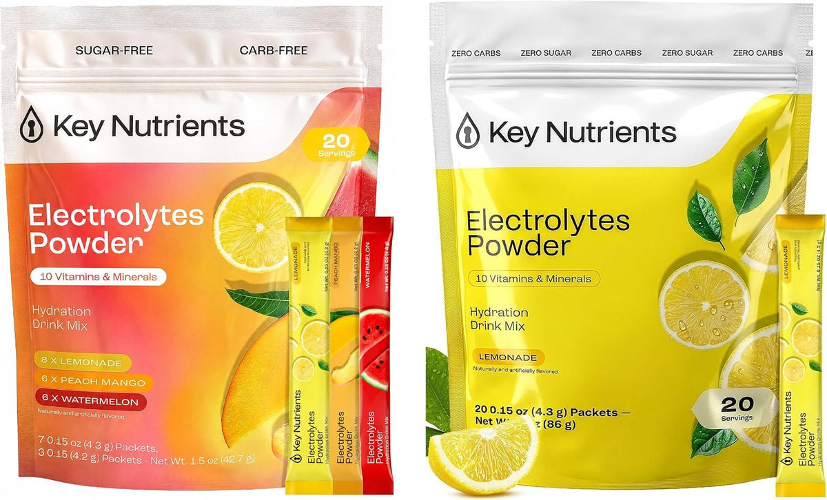 KEY NUTRIENTS Electrolyte Packets Bundle, Variety Pack Plus Lemonade