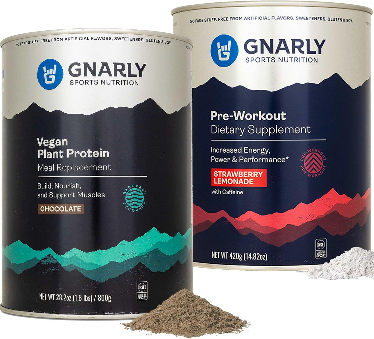 Gnarly Vegan Plant Protein, Meal Replacement - Chocolate (28.2oz) and Gnarly Preworkout Strawberry Lemonade (14.82oz)