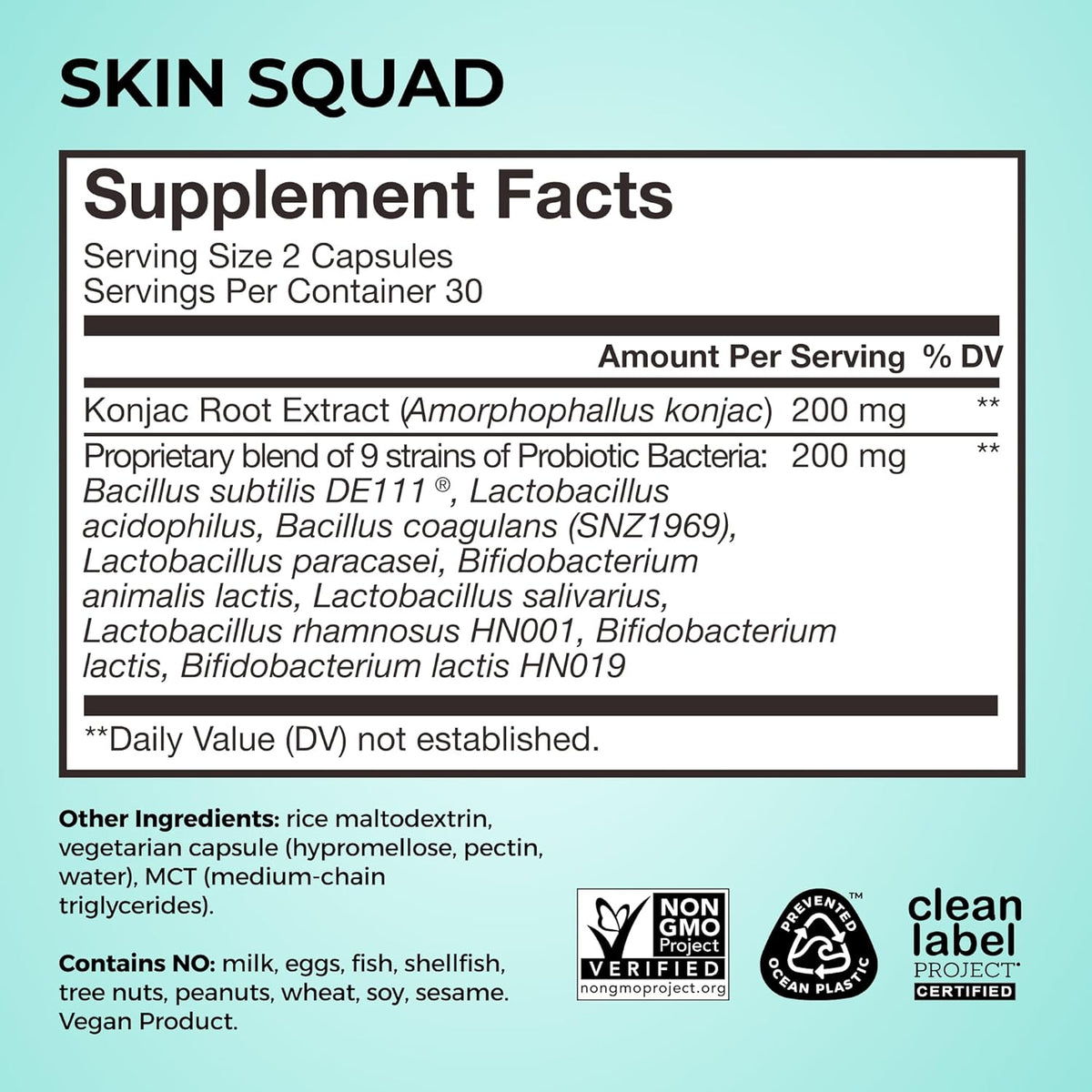 HUM Skin Squad Probiotic & Prebiotic, Skin & Gut Health Support, 60 Count