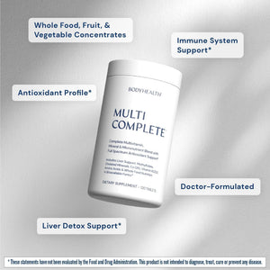 BodyHealth Multi Complete (120 Ct) Daily Multivitamin for Men and Women with Whole Foods, Minerals, Antioxidants BodyHealth