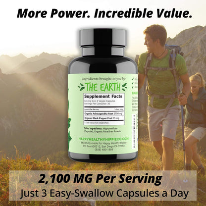 Happy Healthy Hippie PeriPeace Supplements for Women & Organic Ashwagandha Capsules