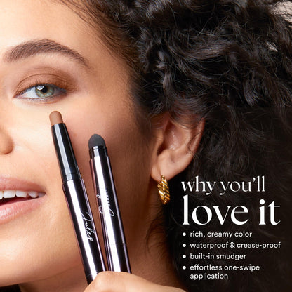 Julep Eyeshadow 101 Cream-to-Powder Waterproof Eyeshadow Stick – Midnight Blue Shimmer – Long-Lasting, Buildable, Crease-Proof, Cruelty Free, Shimmer Finish with Built-In Smudger