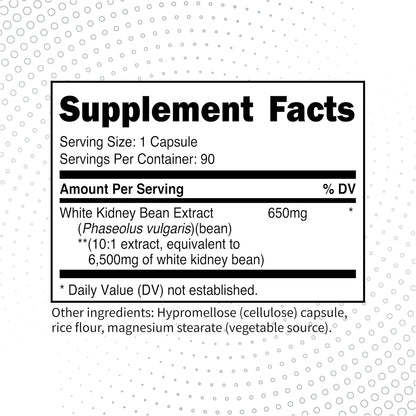 Type Zero Clean White Kidney Bean Extract 90 Capsules for 90 Servings Per Bottle - Non-GMO, Gluten Free