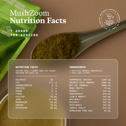 Ultra Life Sport - MushBoom Organic Mushroom Coffee Alternative Drink - 30 Servings 7 Mushroom Cacao Blend - Cordyceps, Lion’s Mane, Chaga, Maitake, Shiitake, Reishi & Turkey Tail - Caffeine Free