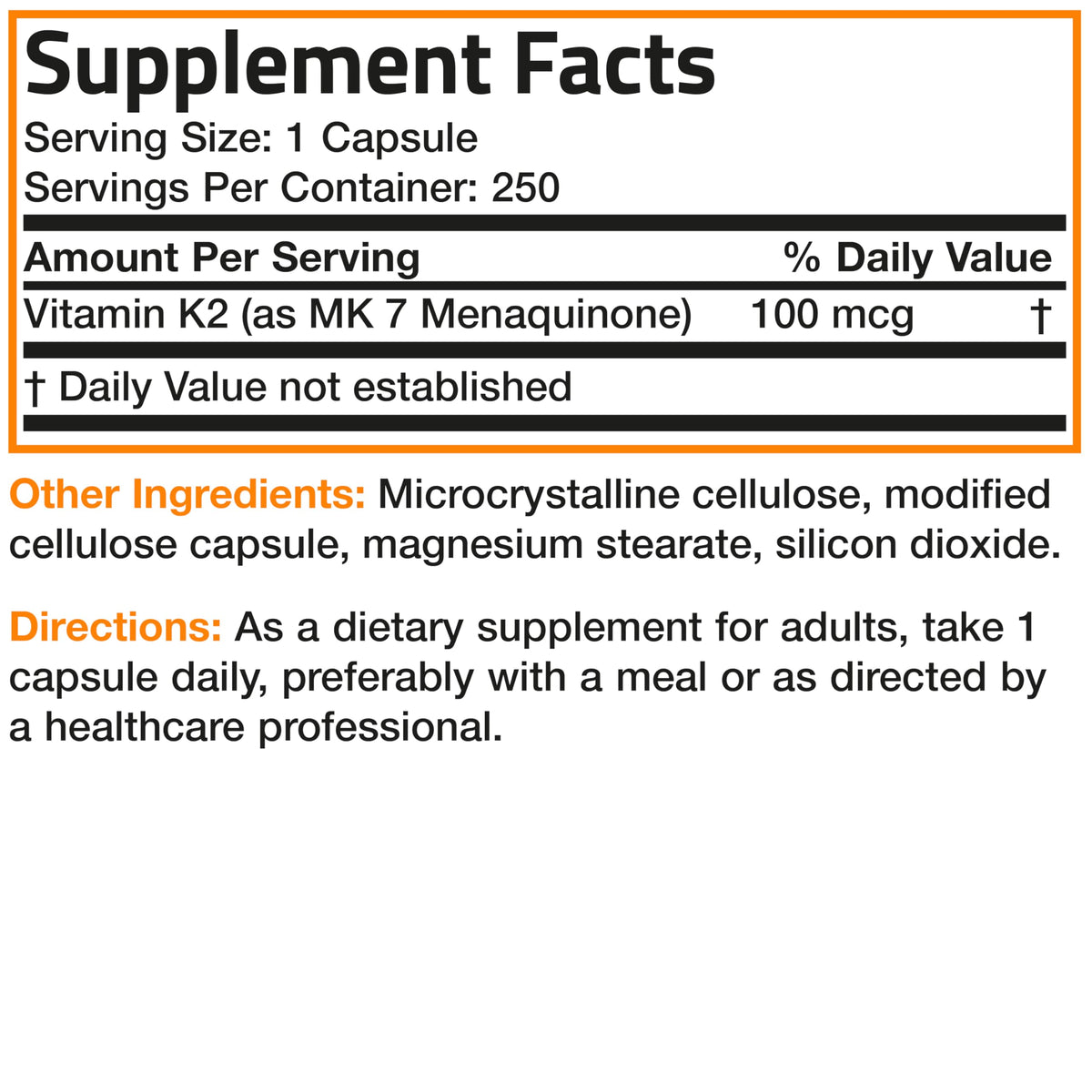 Bronson Vitamin K2 as MK-7 Menaquinone 100 mcg Non-GMO, 120 Capsules
