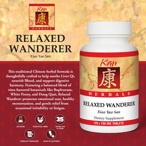 Kan Herbs Company Relaxed Wanderer – Traditional Chinese Herbal Formula to Support Mood, Digestion, and Menstrual Balance, Nourishes Blood, Eases Occasional Tension and Fatigue, 120 Tablets Kan HerbBuy Supplements Australia