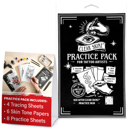 Gelli Arts 3 in Square Tattoo Skin – Set of 4 Kit – Lifelike Clear Skin For Practicing Tattooing & Microblading – Compatible with Ink & Acrylic Paints – CLEAR SKINZ Collection
