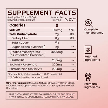Gains in Bulk Shape Creatine for Women, Strawberry Fizz, 20 pk