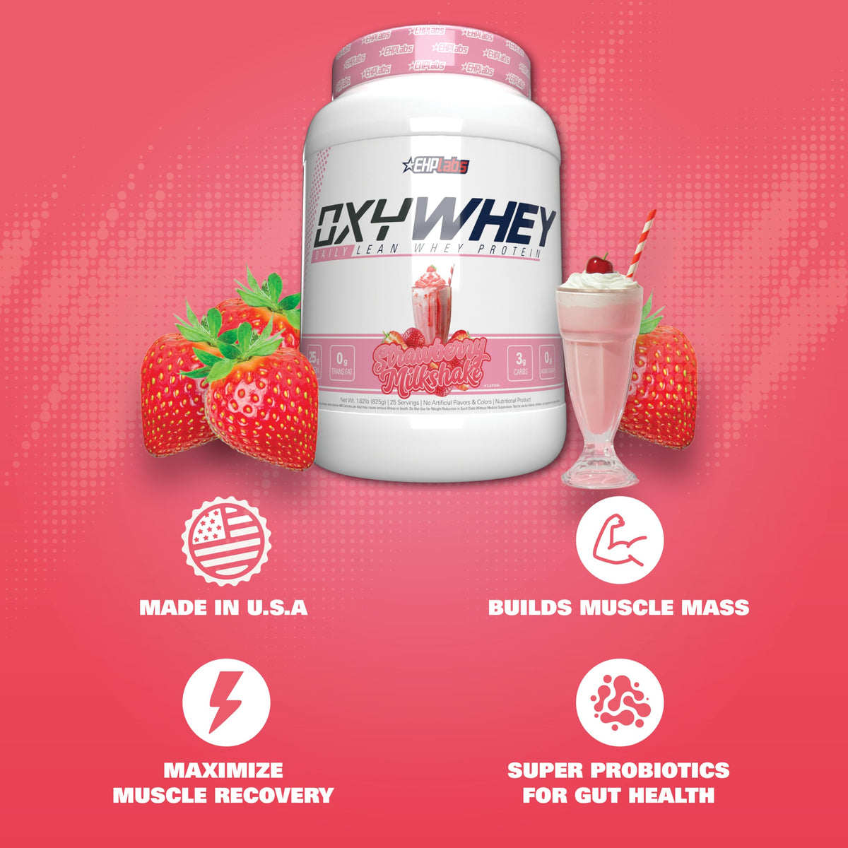 EHP Labs OxyWhey Whey Protein Isolate – 25g High Protein, Low Carb, Sugar Free Meal Replacement – Lean Whey Powder for Muscle Recovery – Non-GMO, Gluten Free – 25 Serves – Vanilla Ice Cream