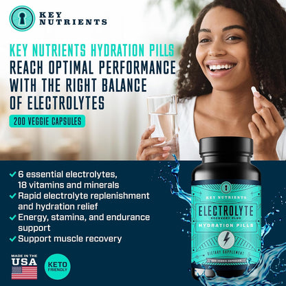 KEY NUTRIENTS Hydration & Energy Electrolyte Bundle – Electrolyte Tablets & Tropical Peach Mango Multivitamin Powder, Sugar-Free