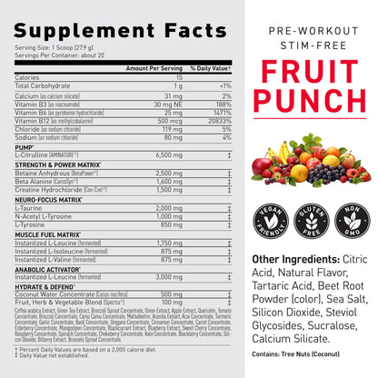 Kaged Original Pre Workout Powder | Fruit Punch | Pre-Workout with Creatine, Beta Alanine, L-Citrulline, BCAAs | 274 mg Caffeine | Pre Supplements for Men & Women | 20 Servings