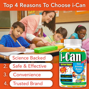 I-Can Focus Gummies for Kids & Teens, Omega 3 Gummies with DHA & EPA, Brain Health, Memory, Attention Support, Teen Brain Focus Vitamins, Non-Fishy Taste, Low Sugar, 60 Count Celebrity LifeStyle ProductBuy Supplements Australia