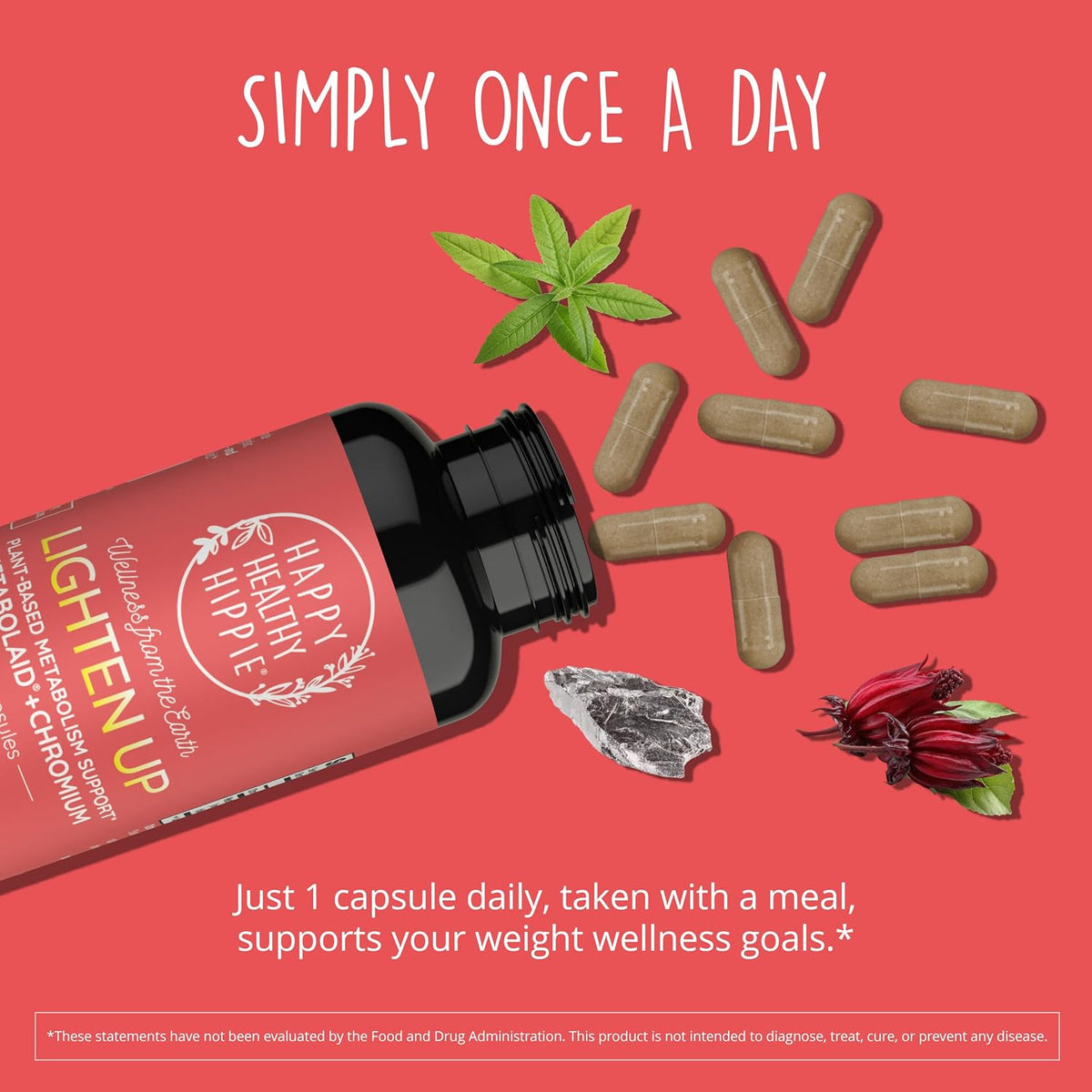Happy Healthy Hippie Lighten Up Weightloss Supplement (Metabolaid™ + Chromium) & Be Grounded Stress Relief Supplements