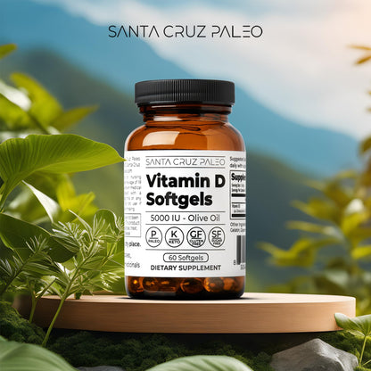 Santa Cruz Paleo Vitamin K2 + D3 Softgels, Daily Supplement with Organic Olive Oil, Includes Vitamin K1 & Two Forms of K2, Supports Heart & Bone Health, Gluten Free, Sugar Free, Paleo, Keto, 60 Count