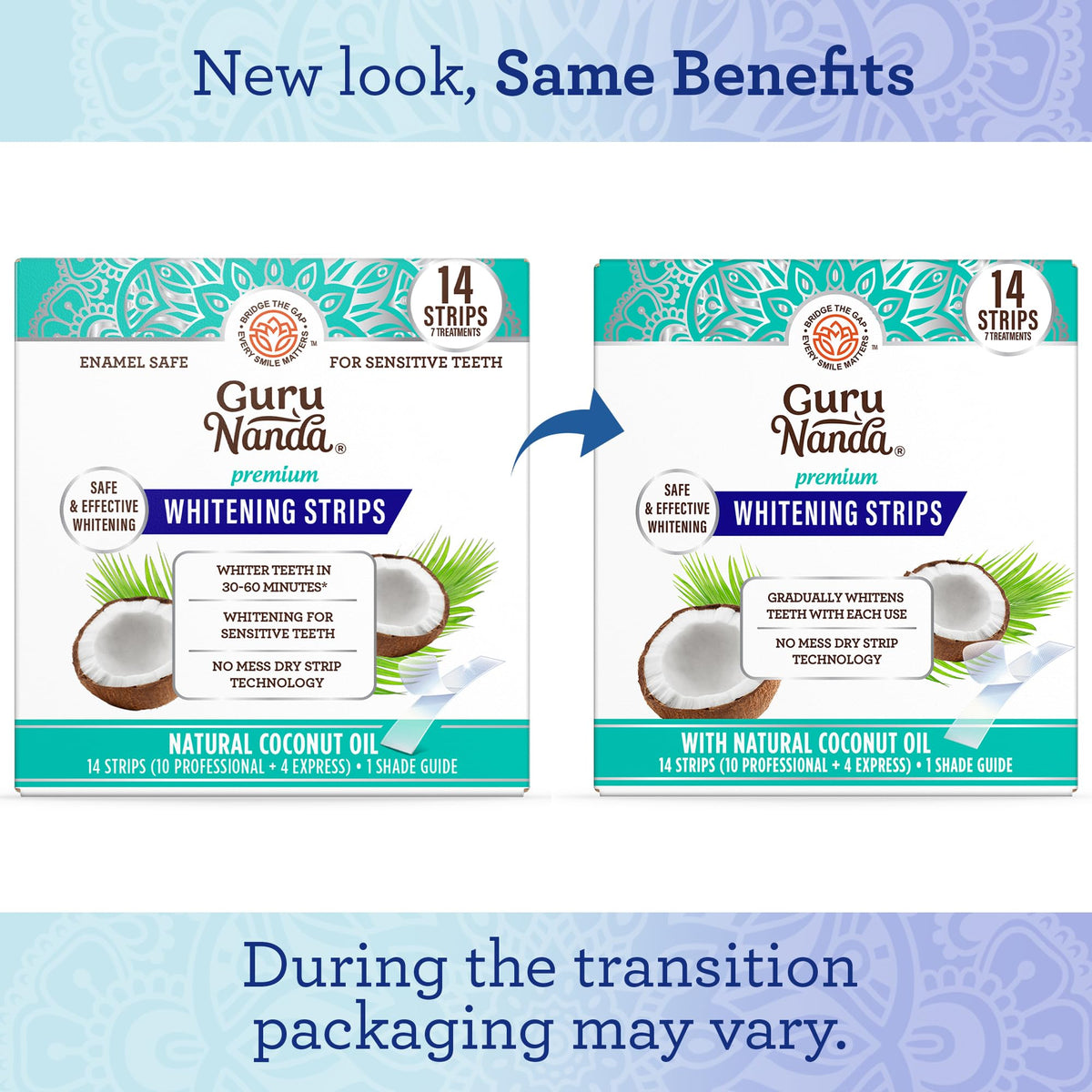 Suplement ​GuruNanda Teeth Whitening Strips Kit - 7-Day Treatment with Non-Slip, Dry Strip Technology - VelvetGlow USA