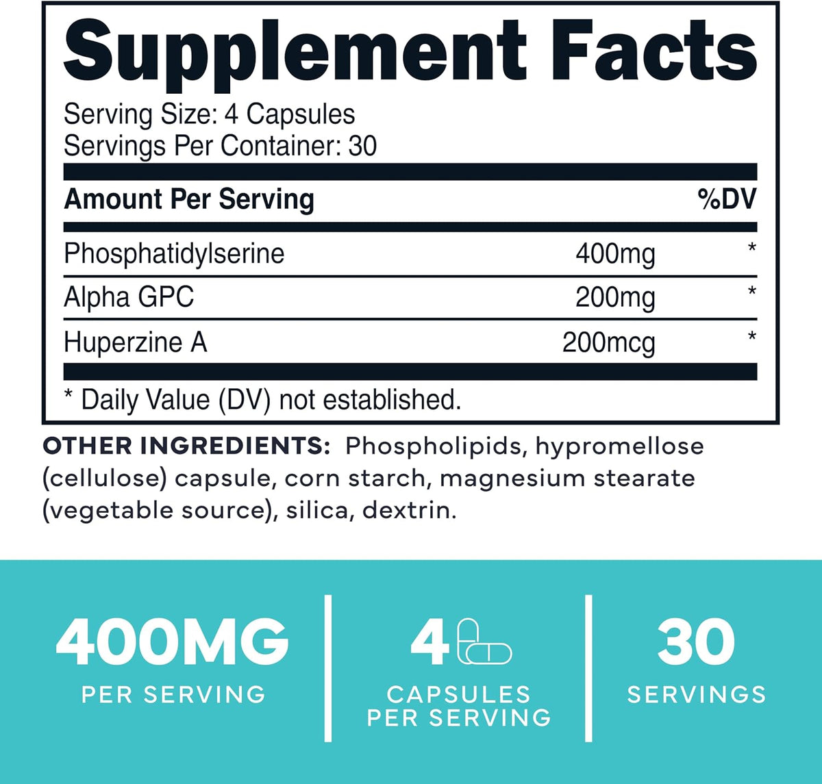 Type Zero Phosphatidylserine+ (400mg) 120 Capsules, 30 Servings | With Huperzine A + Alpha GPC, 3X Strength Nootropics Brain Support Supplement, Clean Focus & Memory