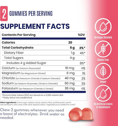 SaltStick Electrolyte Gummies Tasty Quick Electrolytes for Hydration 60ct