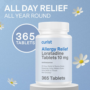 Curist Loratadine 10mg 365 Count - All Day Non Drowsy Allergy Medicine - 24 Hour Antihistamine Tablets for Runny Nose, Itchy Eyes, & Sneezing - Indoor & Outdoor Allergy Medicine for Adults Curist buy supplements Au